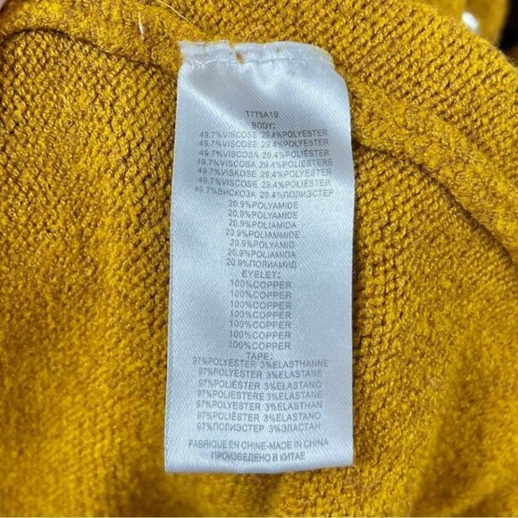 ** Molly Bracken Mustard Crew Neck Sweater w/ Velvet Arm Tie Detailing Size L/XL - Picture 8 of 8